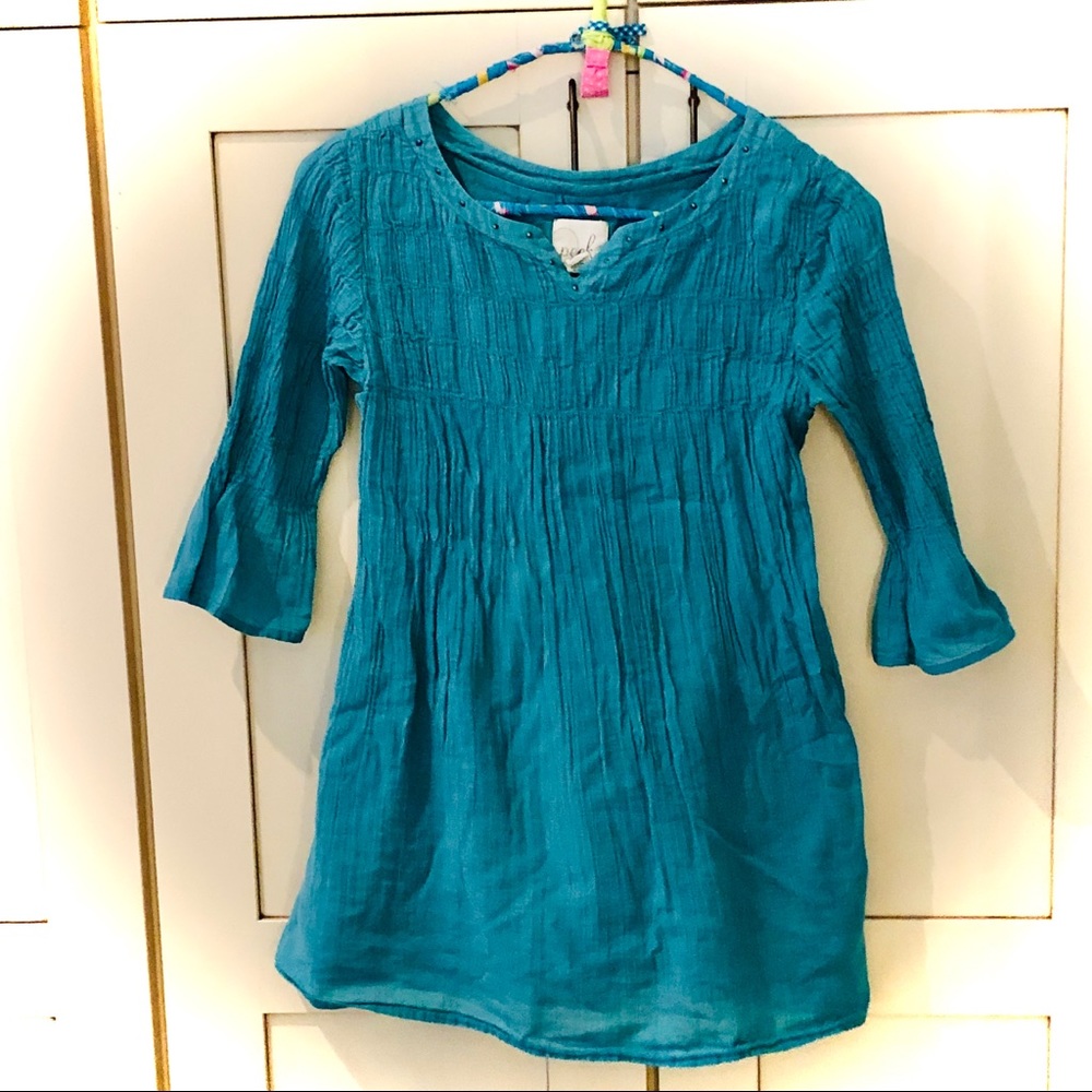 “Peek” Gauze style fabric tunic dress, girl 7-8